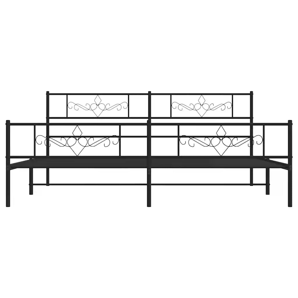 Giroletto con Testiera e Pediera Metallo Nero 183x213 cm 355290