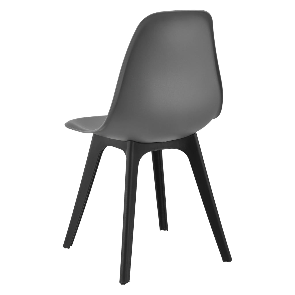 [en.casa] Arredo Sala da Pranzo  Set Tavolo Metallo Vetro 105 x 60 x 75 cm con 4 Sedie in Plastica 83 x 54 x 48 cm Grigio / Nero