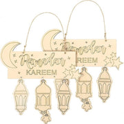Decorazione per Parete a forma di Lampioncino in Legno - 2 Pezzi - Materiale Sostenibile - Atmosfera di Festa - Decorazione per la Festa di Ramadan