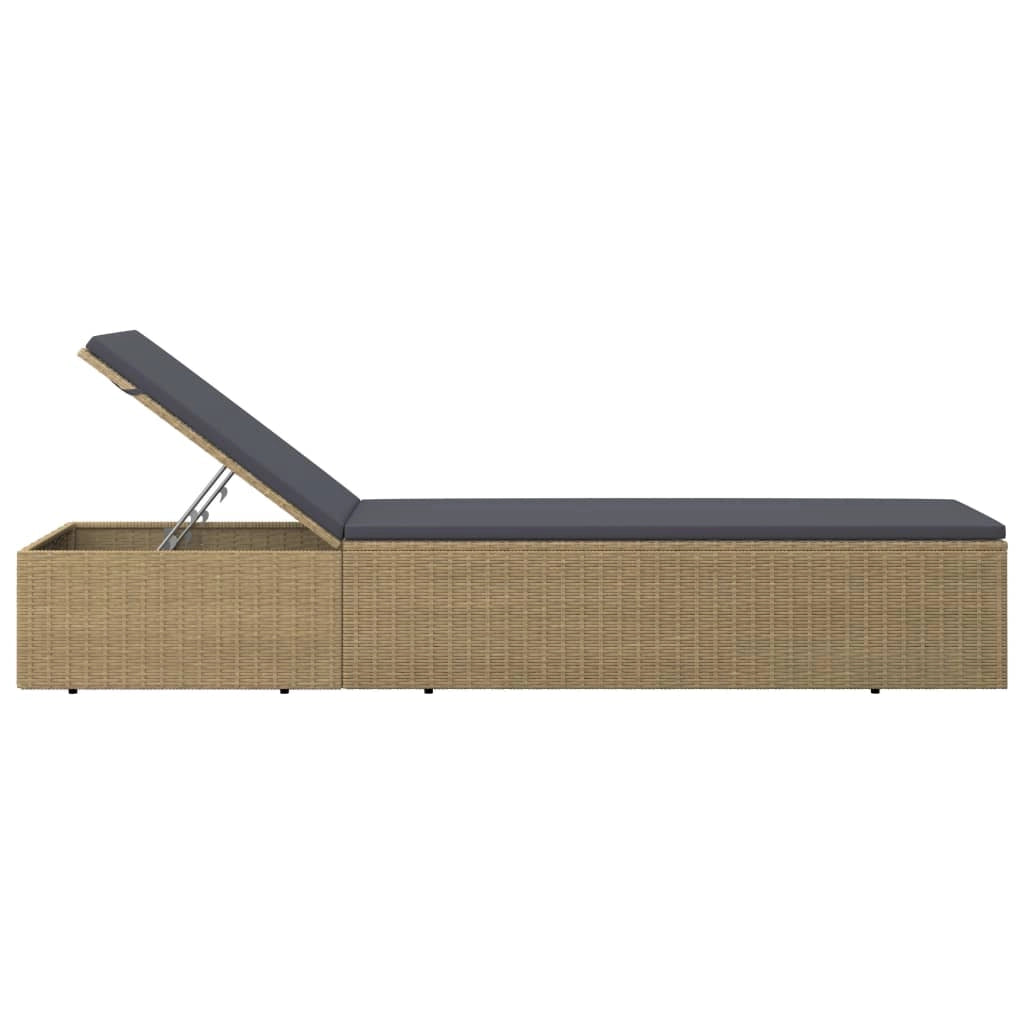Lettino prendisole sdraio lettino da giardino mobili da esterno per patio resina intrecciata marrone e grigio scuro 02_0012924