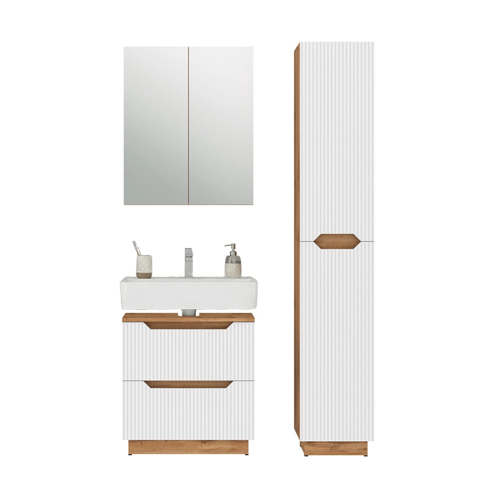 Vicco Set di mobili da bagno Rovere/bianco a strisce 3 parti