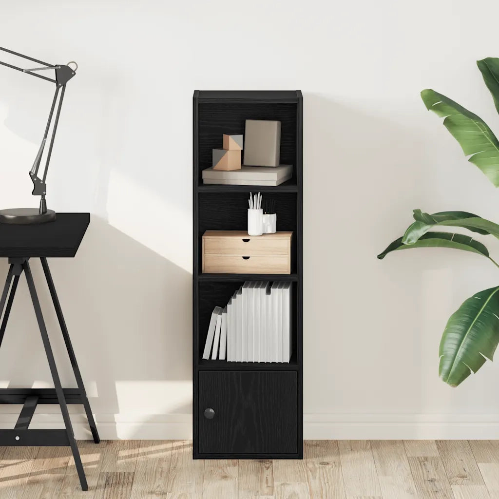 Libreria-Scaffale per Libri-Mobile di Stoccaggio Rovere Nero 31x24x102 cm in Legno Multistrato