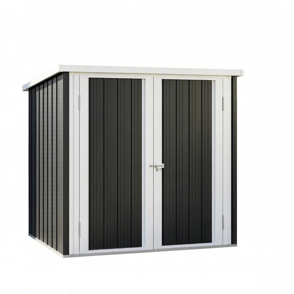 CASETTA DA GIARDINO 147x86x134 cm Nero/Bianco in acciaio e PP senza pavimento