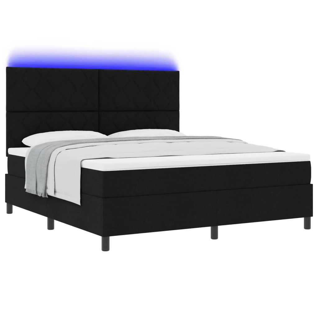 Letto a molle con strisce LED Nero 180 x 200 cm Tessuto 3342965