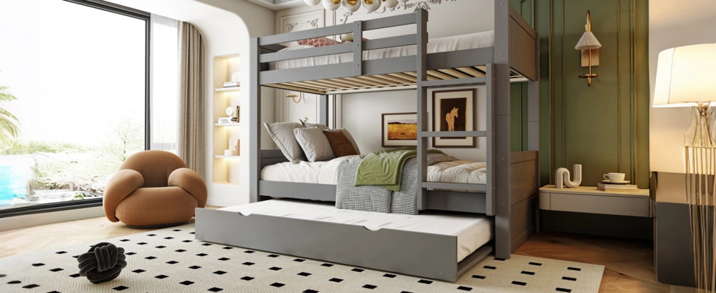 LETTO A CASTELLO 90x200 cm CON RETRATTILE IN LEGNO GRIGIO