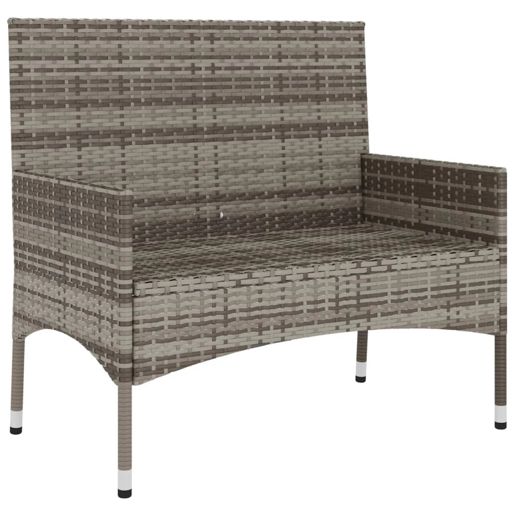 Panca da giardino 90 x 51 x 85 cm mobile da giardino per esterni terrazza a 2 posti con cuscini grigi resina intrecciata grigio scuro 02_0011776