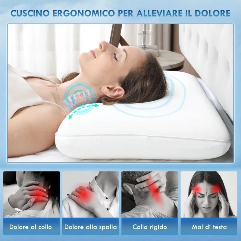 CUSCINO MEMORY FOAM A RIMBALZO RAPIDO CON COPERTURA RIMOVIBILE E LAVABILE, 60X40X10 CM, BIANCO CREMA