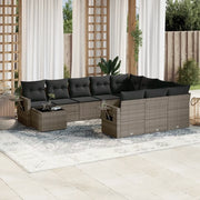 Set Divani da Giardino 11 pz con Cuscini in Polyrattan Grigiocod mxl 90268