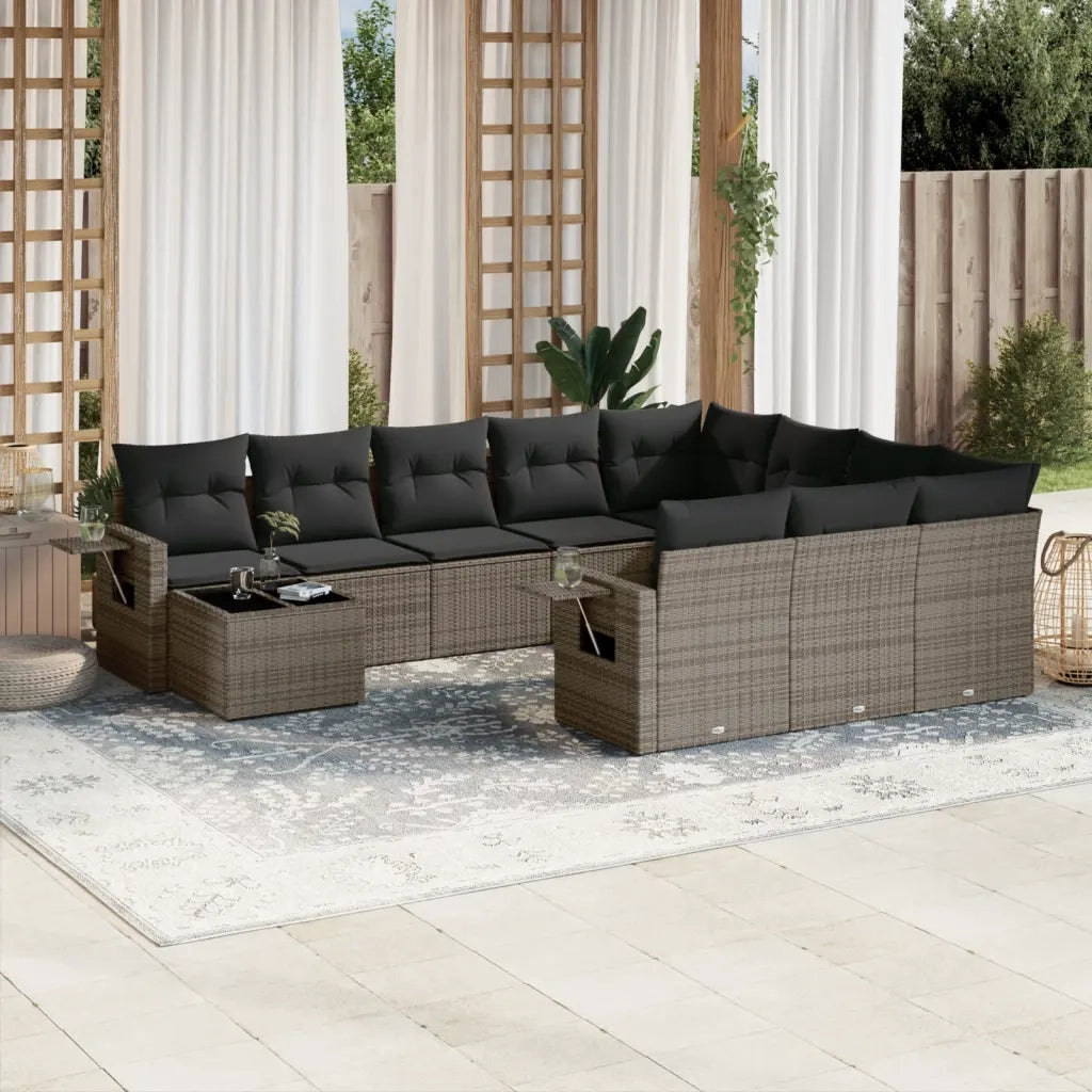 Set Divani da Giardino 11 pz con Cuscini in Polyrattan Grigiocod mxl 90268