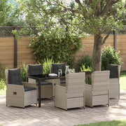 Set da Pranzo per Giardino  7 Pezzi Grigio Chiaro Polyrattan