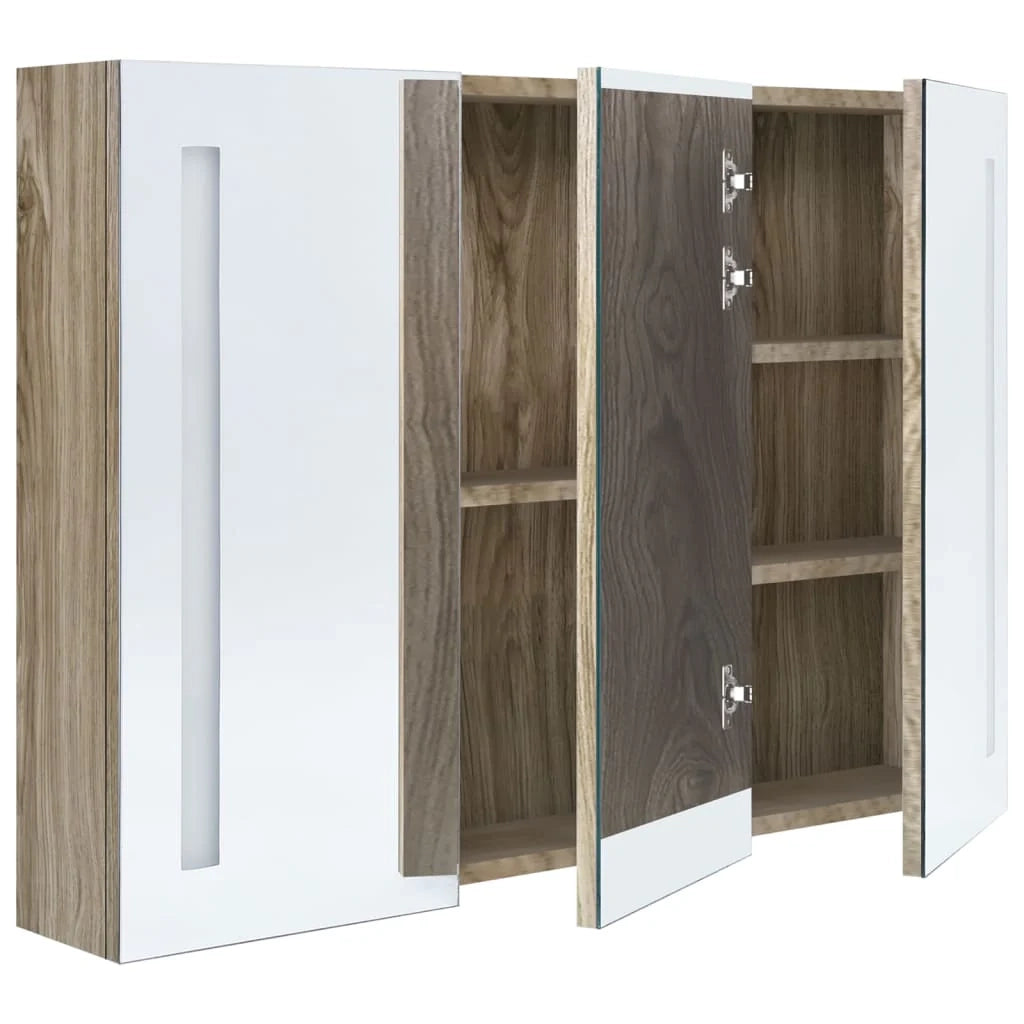 Mobile da bagno con specchio LED 89 x 14 x 62 cm rovere 02_0006574