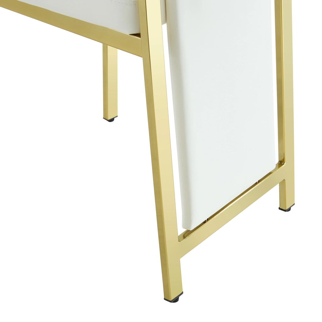 Set tavolo da pranzo e sedie con 1 tavolo rotondo e 4 sedie in vetro temperato metallo e PU bianco e oro