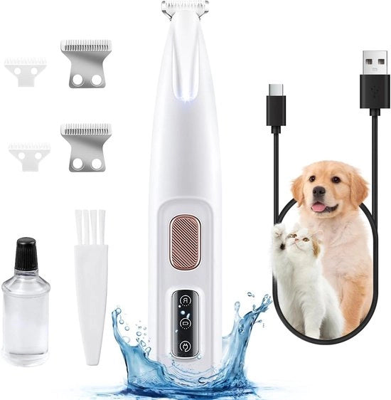 Trimmer per cane silenzioso con luce LED - impermeabile e ricaricabile - per pelo di cane spesso, lungo e ricciuto