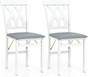 Set di 2 Sedie Pieghevoli, Sedie Ergonomiche di Gomma Senza Braccioli con Struttura in Legno di Gomma, Seduta Pieghevole da Pranzo con Schienale Curvo per Ristorante, Portata 150 kg (Bianco)