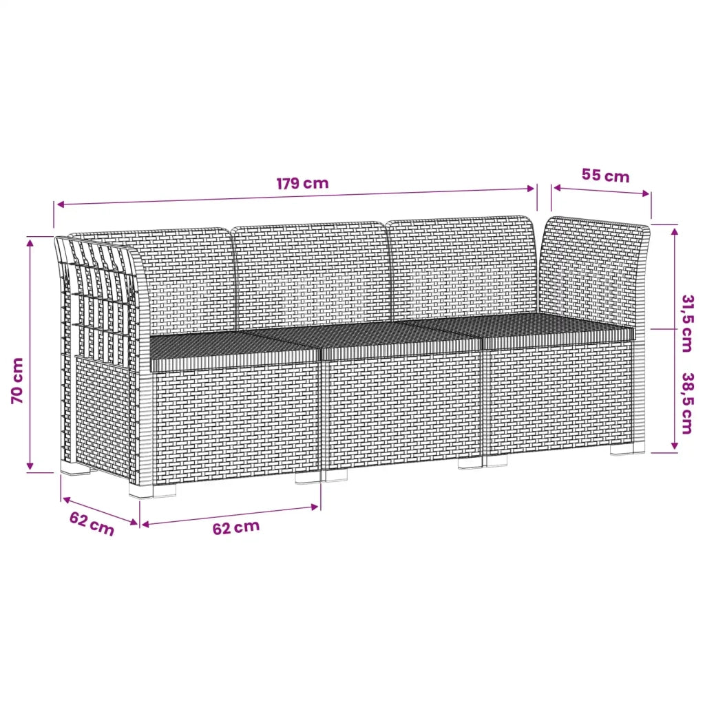 Divano da Giardino a 3 Posti in Aspetto Rattan PP Bianco 3443816