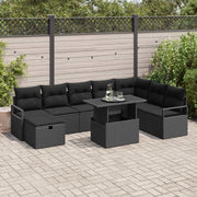 Set Divano da Giardino con cuscino 9 pcs Nero Poly Rattan 3361152