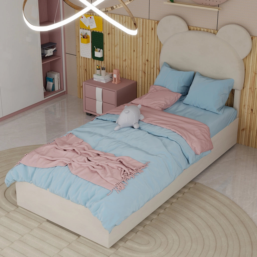 Letto Contenitore 90x200 cm; Letto Singolo - Box con Sollevamento Pneumatico - Beige