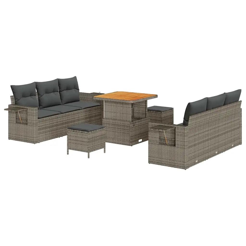 Set Divano da Giardino con cuscino 9 pcs Grigio 3363648