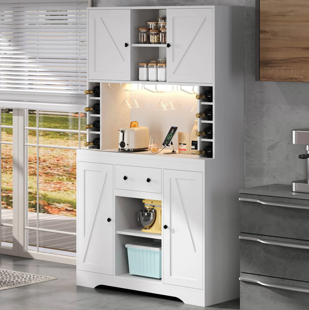 Buffet cucina con LED controllato da app; prese integrate; 180 x 105 x 40 cm; bianco