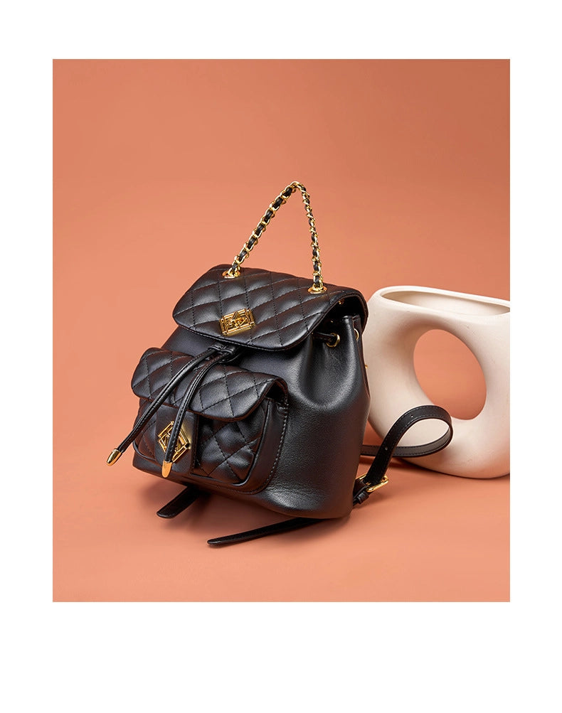 Zaino da donna in vera pelle, nero