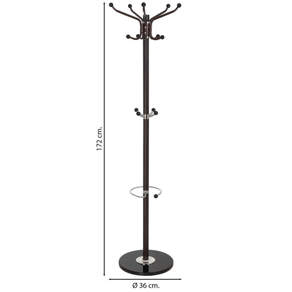 Perchero de metal marron con paraguero y 5 ganchos D36X172h cm