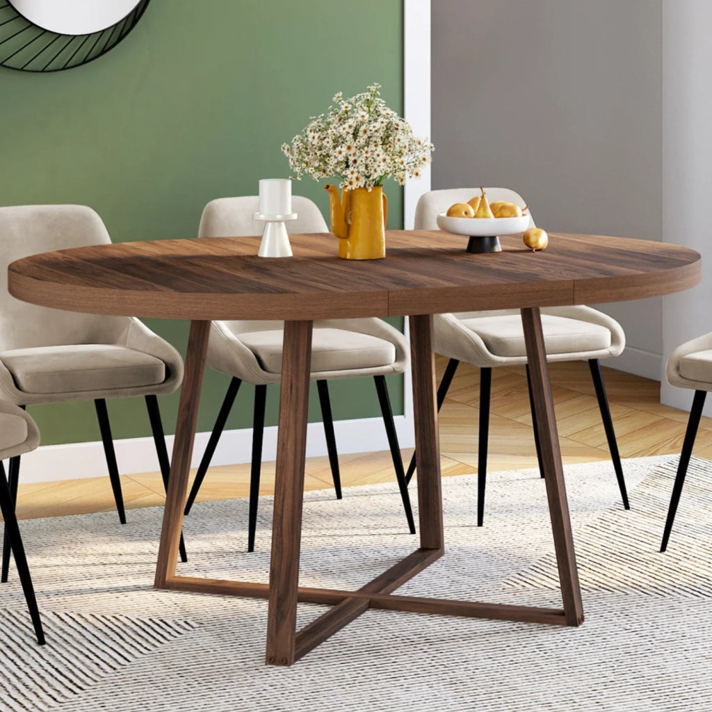 IDMarket - SELMA tavolo da pranzo rotondo allungabile 4-8 persone noce 110-150 cm