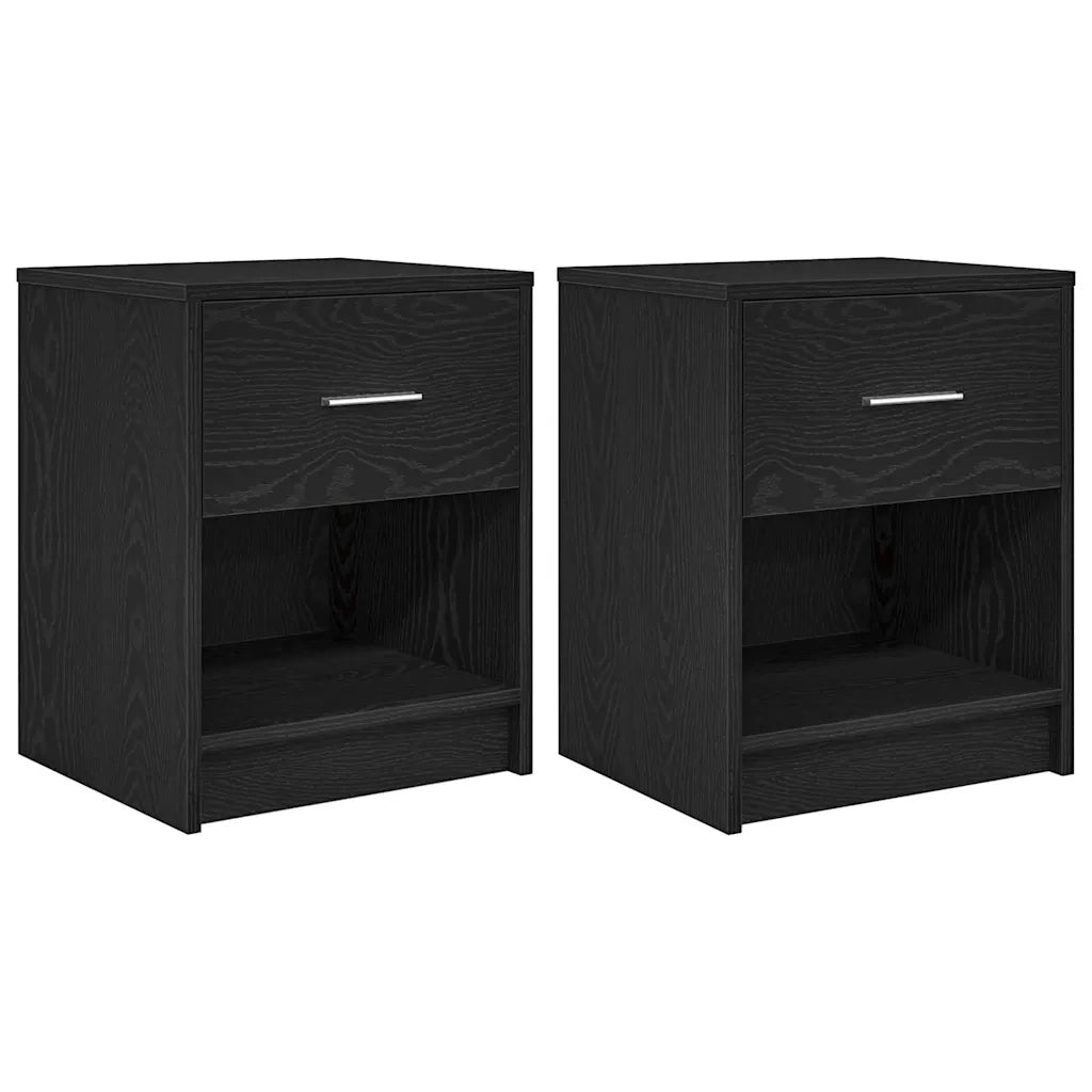 Comodini 2 pz con Cassetto Nero 40x34x50 cm