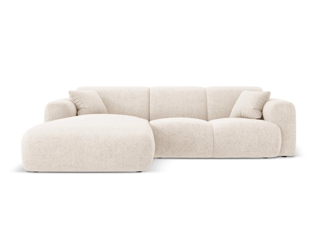 Cosmopolitan Design - Divano angolare sinistro "Nolio" 4 posti in ciniglia beige chiaro 