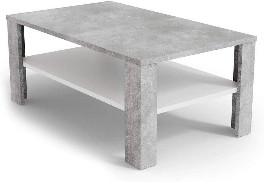 Tavolino da salotto, Bianco, 100 x 60 cm, con vano aperto per la conservazione di riviste
