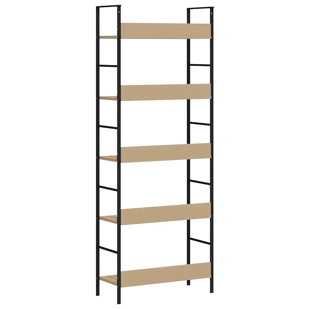 Scaffale Libri 5 Ripiani Rovere 60x27,6x158,5 Legno Multistrato 288227
