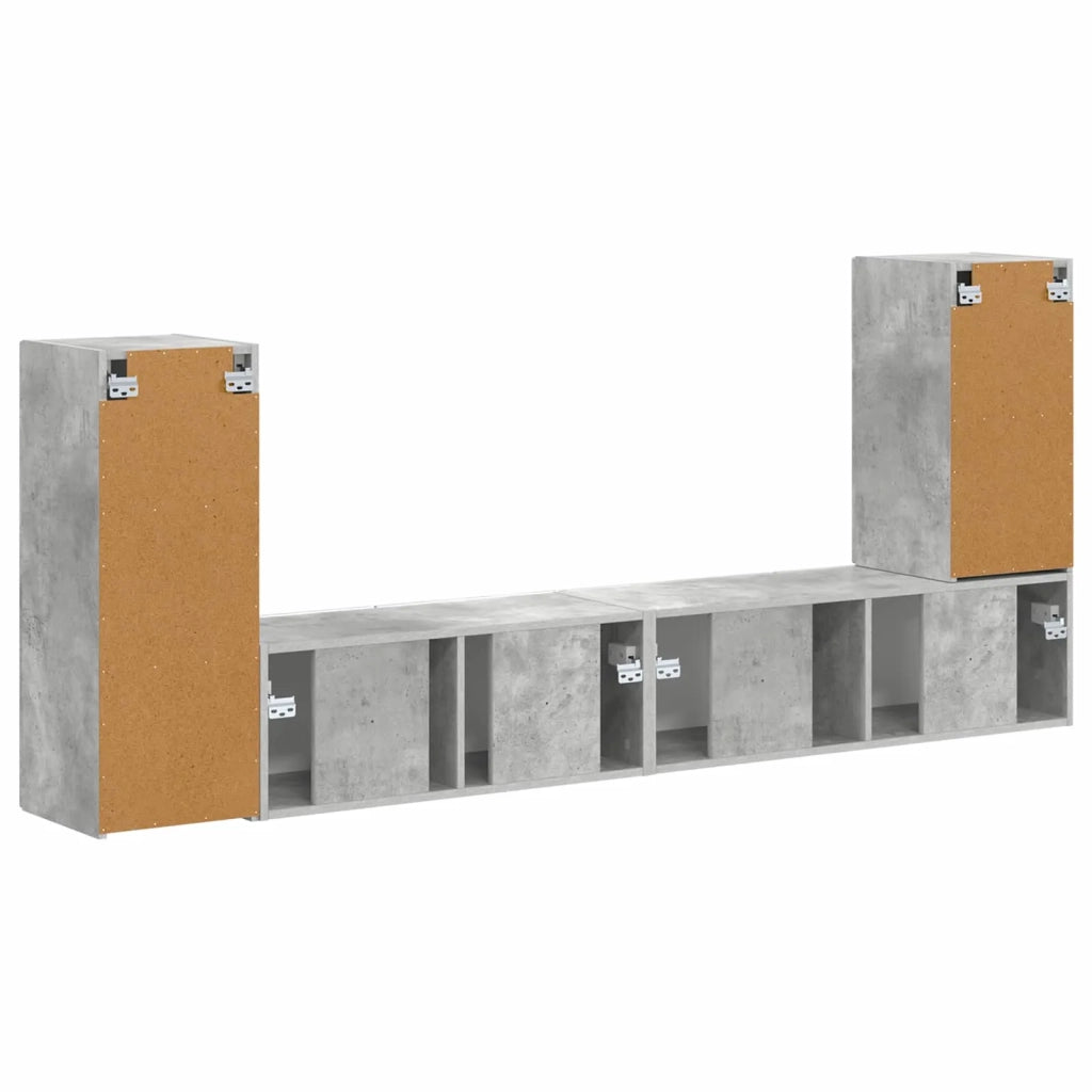 Set mobile TV 4 pcs Grigio cemento Legno multistrato 3409117