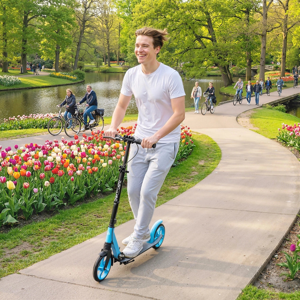 Scooter Pieghevole per Adulti e Bambini ¨C zephmum ¨C Blu 91,5x36,5x91-104 cm