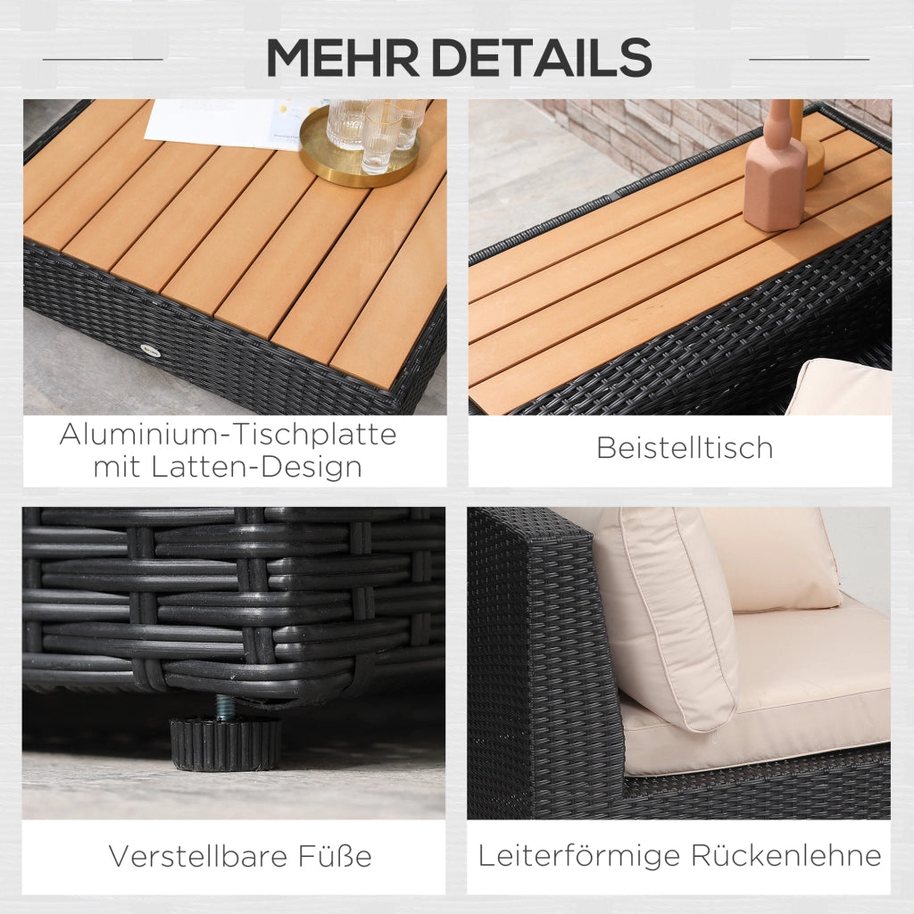 Set giardino polyrattan con tavolino e cuscini ¨C zephmum ¨C nero 4 pezzi