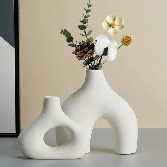 Set di vasche ceramiche bianche da 2 - stile boho moderno nordico - soggiorno matrimonio cena festa ufficio camera da letto