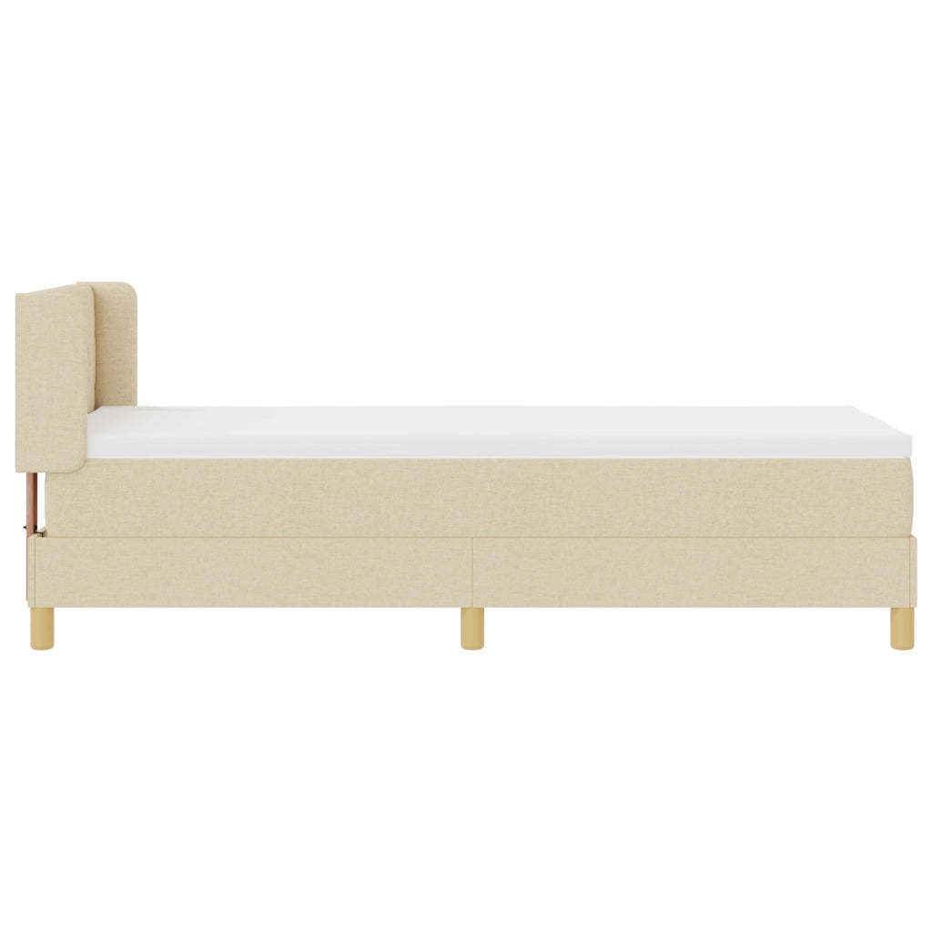 Letto con rete a molle e materasso panna 80x200 cm in tessuto