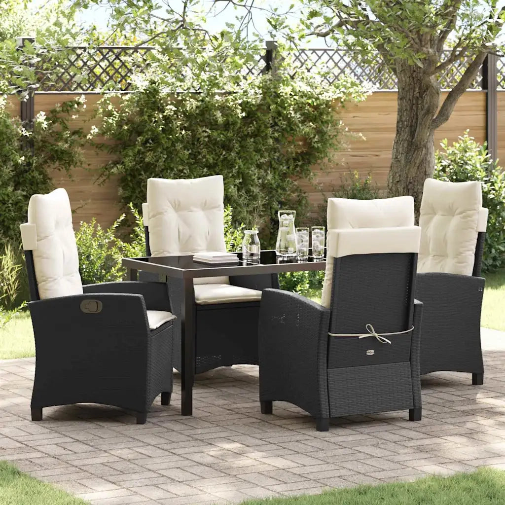 Set da Pranzo per Giardino con cuscino 5 pcs Nero polyrattan 3380367