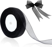 Lint organza trasparente 15 cm 50 metri nero per decorazione DIY accessori di capelli decorazione di festa matrimonio Natale Halloween.