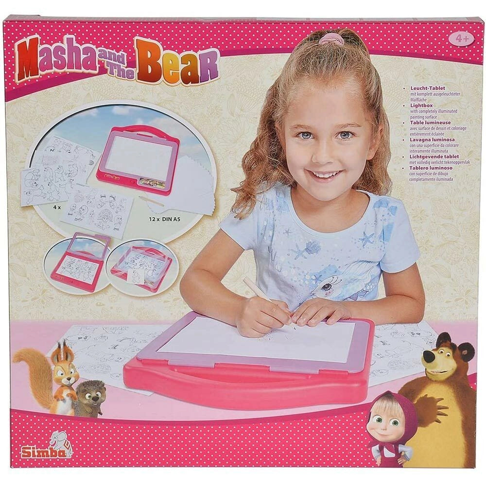 Lavagna Luminosa Tablet Masha e Orso Impara a disegnare con Fogli e Matita