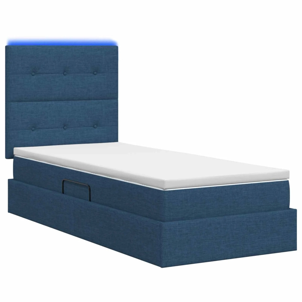 Letto con contenitore LED e materasso Blu 90 x 200 cm Tessuto 3459923