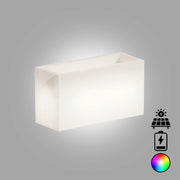 Vaso Fioriera luminosa moderna di design 80x35 H50 in polimero resistente con LED multicolor bateria e solare per interno ed esterno - Made in Italy