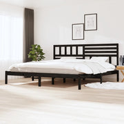 Giroletto-Struttura Letto Nero in Legno Massello di Pino 200x200 cm 748549