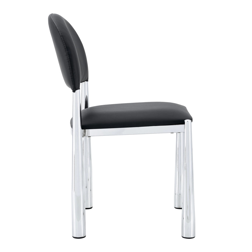 Sedia da Pranzo con Schienale Semicircolare Ergonomico e Seduta Imbottita, in PU Nero