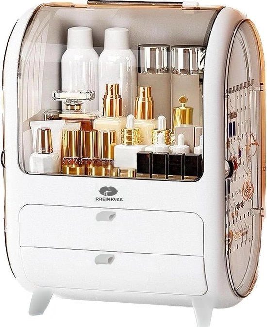 Organizzatore di trucco con ante scorrevoli - impermeabile e stoffa impermeabile - contenitore per cosmetici