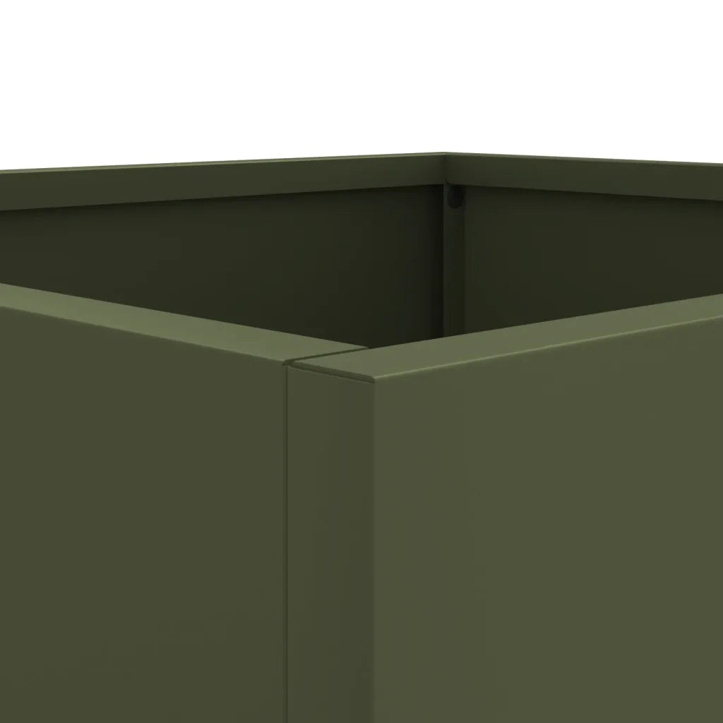 Fioriera | Cassetta per fiori | Vaso Verde Oliva 49x47x46 cm in Acciaio