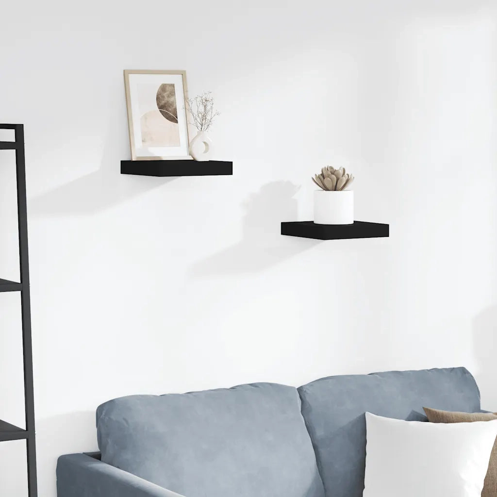 2 pz Scaffali a Parete | Ripiano a parete | Mensole a Parete Neri 23x23,5x3,8 cm in MDF