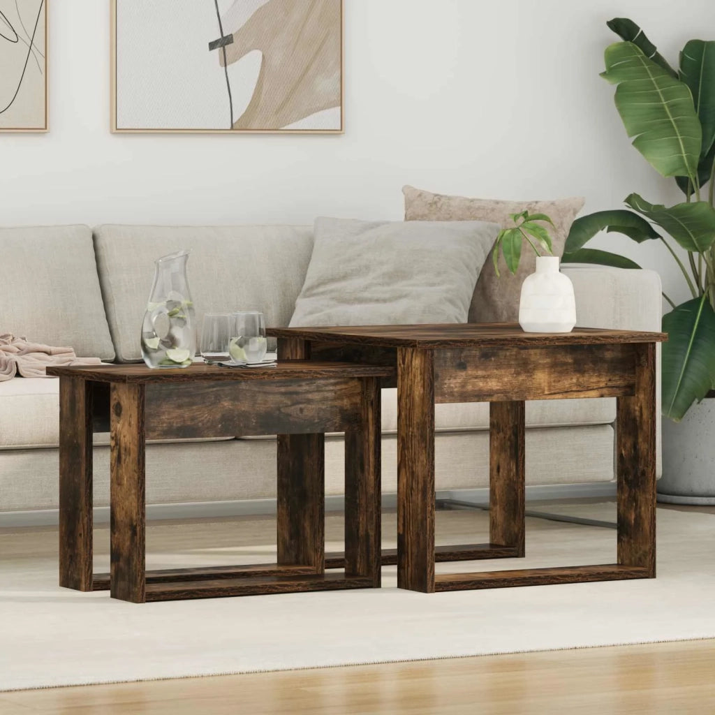 Set di Tavolini da Caffè 2 pcs Rovere fumé Legno multistrato 8000128