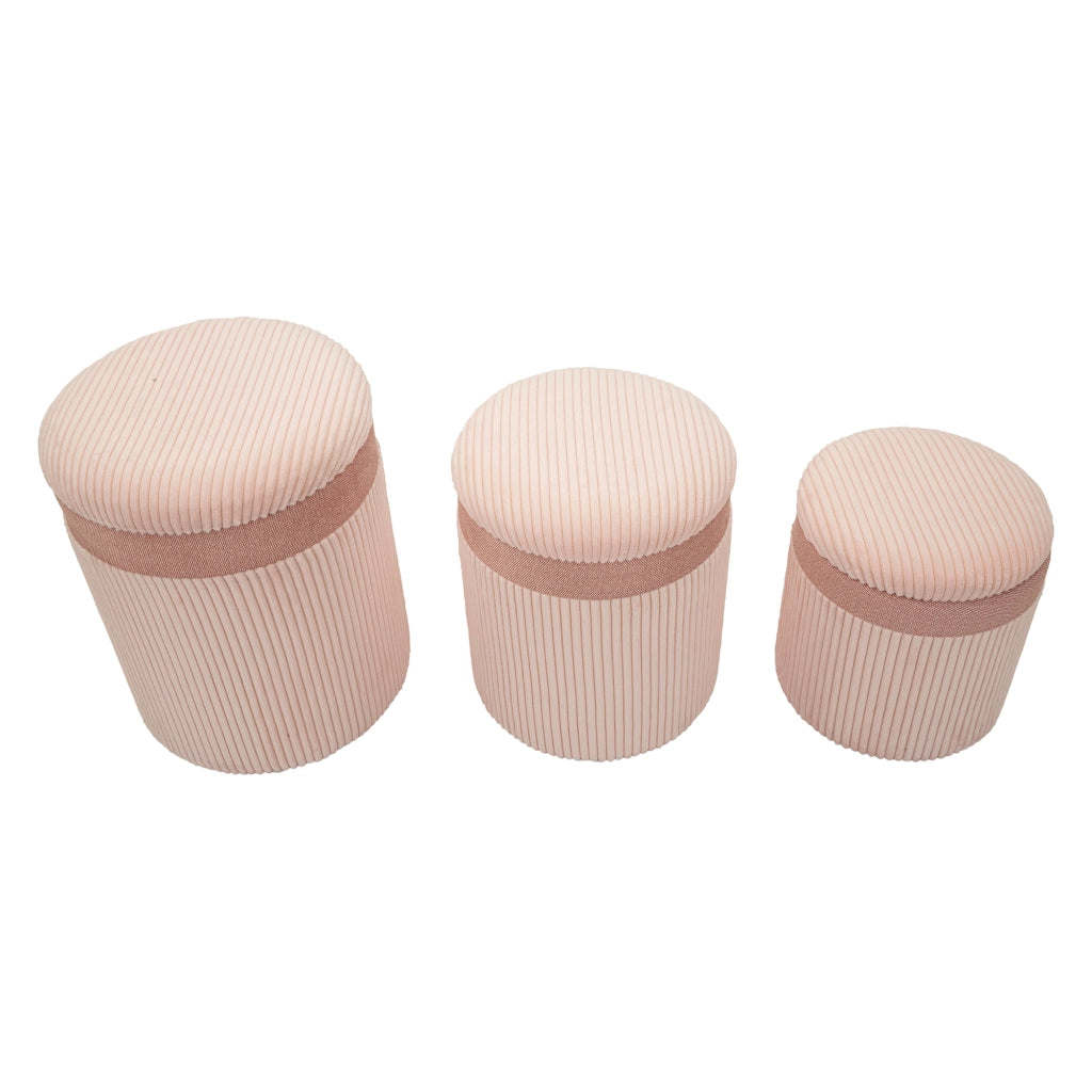 Ghanzi, Pouf Contenitore set da 3, 41x41x50h cm Rosa