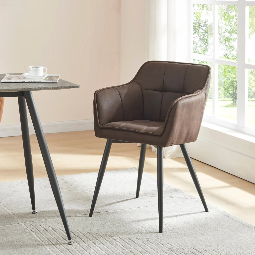 Set di 2 Sedie per Sala Pranzo Birmingham Effetto Velluto Marrone Scuro [en.casa]