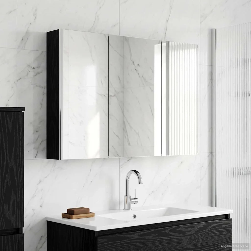 Mobiletto per specchio da bagno Rovere Nero 889272