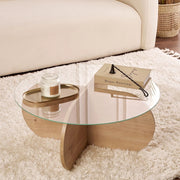 Cugnoli, Tavolino da Salotto Forma Rotondo, 75x75x35h cm Marrone Rovere
